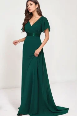 Robe de soirée mariage longue verte