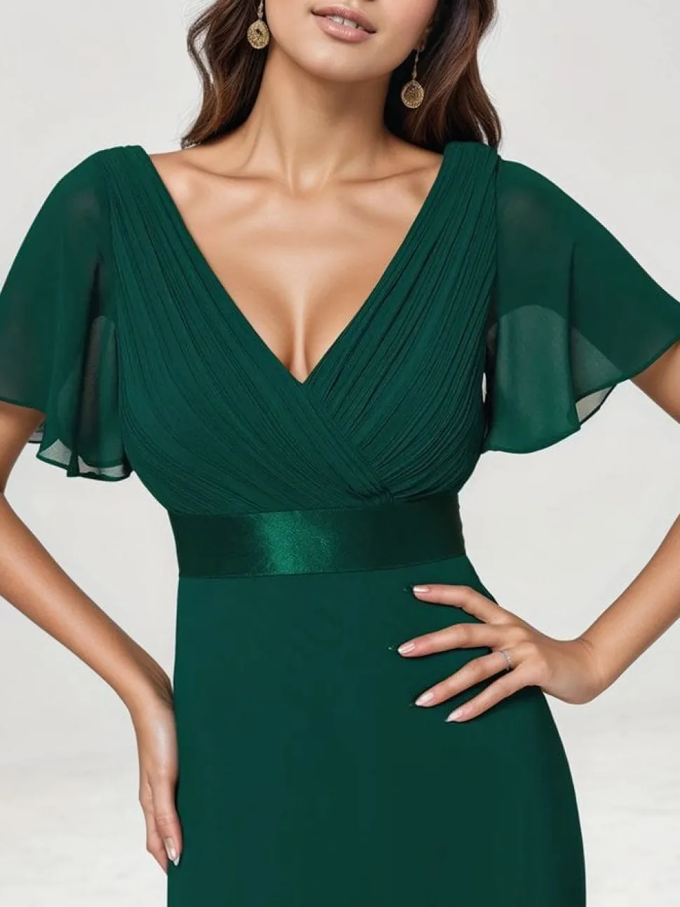 Robe de soirée mariage longue verte