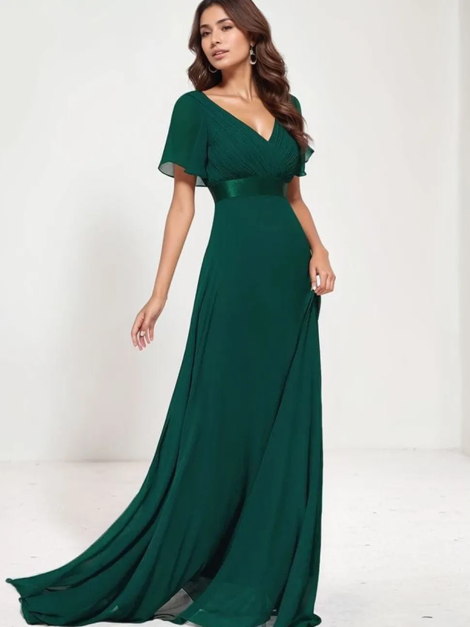 Robe de soirée mariage longue verte