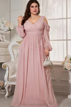 Robe de soirée mariage rose poudré grande taille