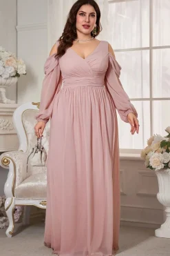 Robe de soirée mariage rose poudré grande taille