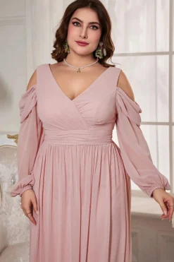 Robe de soirée mariage rose poudré grande taille
