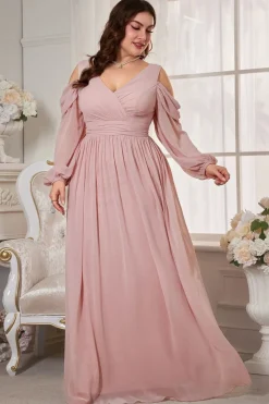 Robe de soirée mariage rose poudré grande taille