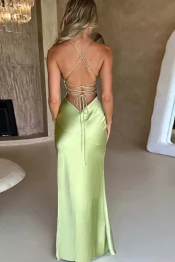 Robe de soirée mariage sexy dos nu satin