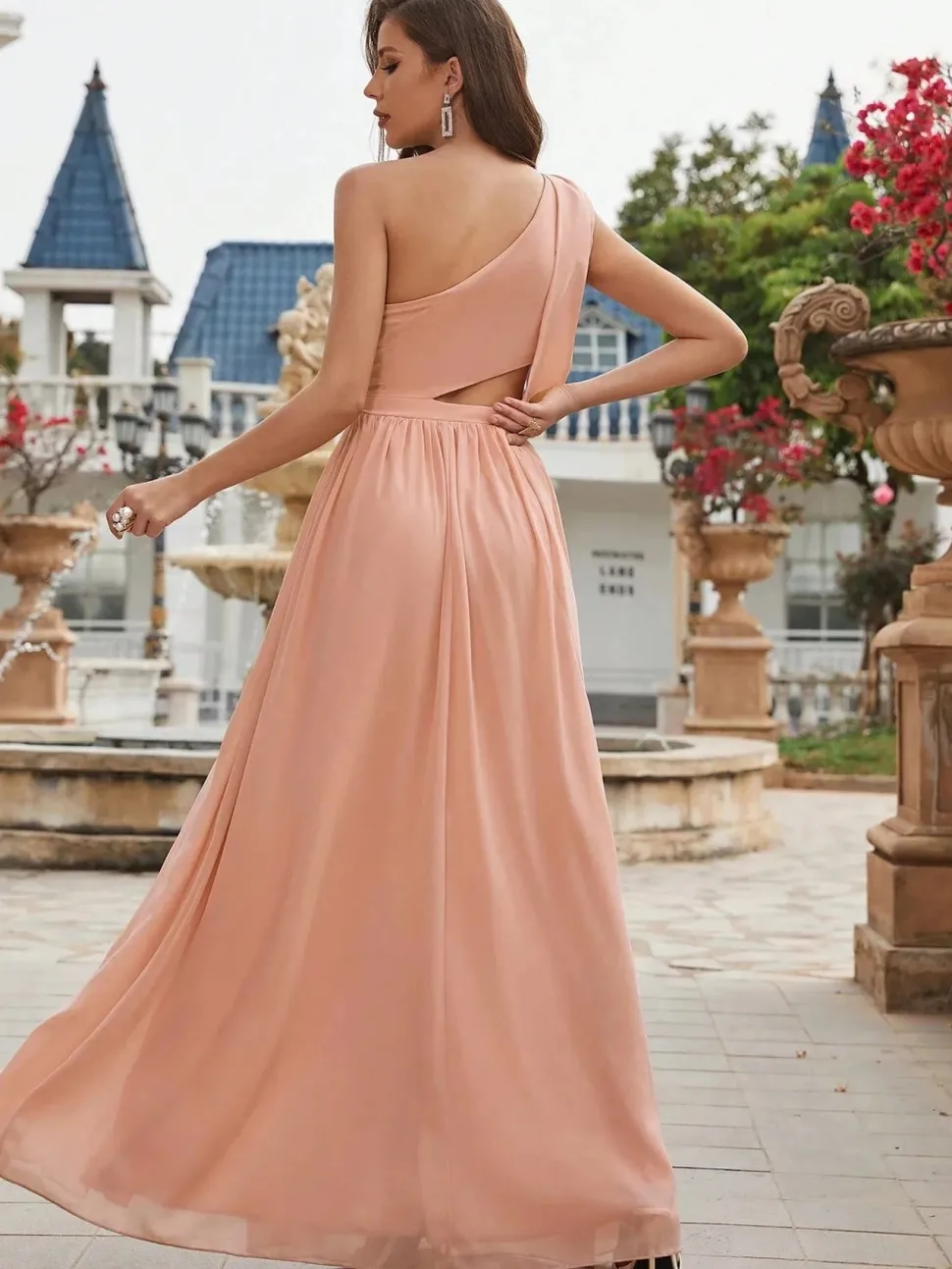 Robe de soirée mariage sexy rose poudré