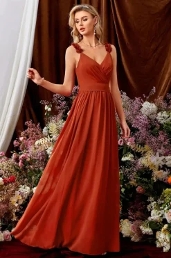 Robe de soirée mariage terracotta dos nu