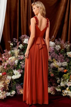 Robe de soirée mariage terracotta dos nu