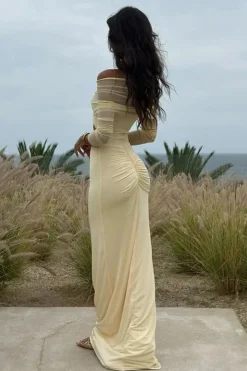 Robe de soirée maxi épaules dénudées