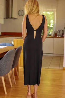 Robe de soirée midi décolletée dos nu