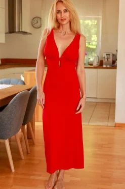 Robe de soirée midi décolletée dos nu