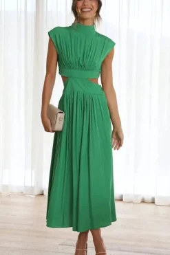 Robe de soirée midi fluide col halter