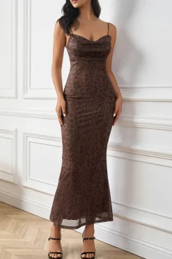 Robe de soirée motifs léopard