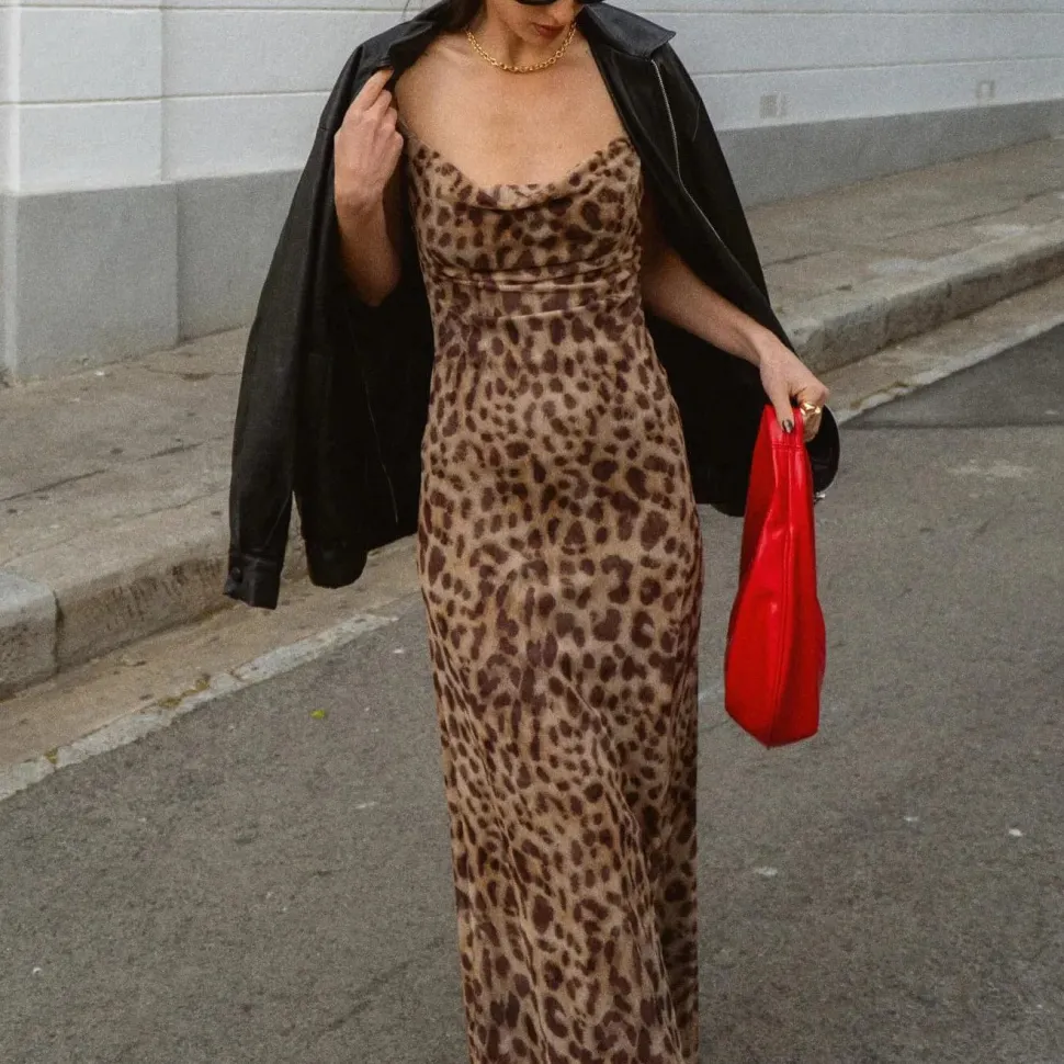 Robe de soirée moulante léopard