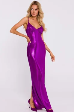 Robe de soirée métallique chic longue moulante