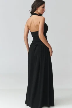 Robe de soirée noire longue dos nu