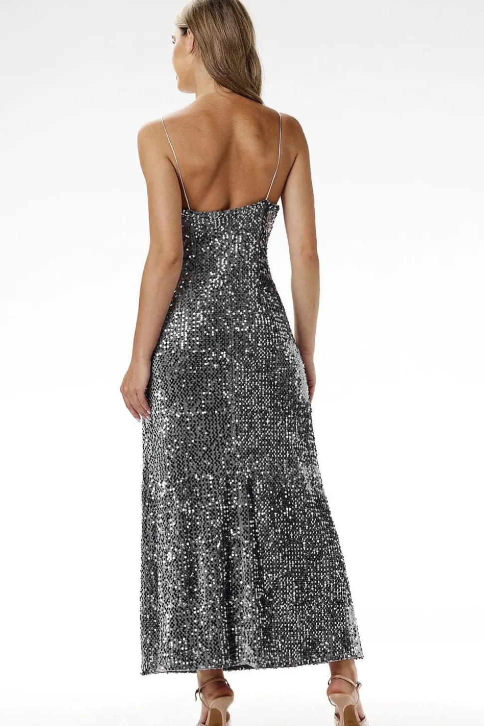 Robe de soirée paillette chic longue bretelles