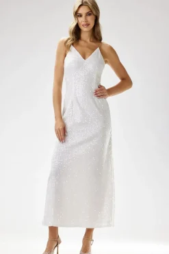 Robe de soirée paillette chic longue bretelles