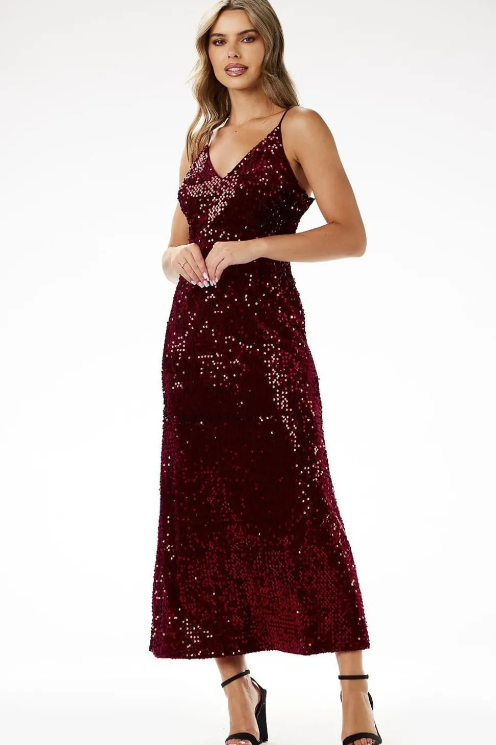 Robe de soirée paillette chic longue bretelles