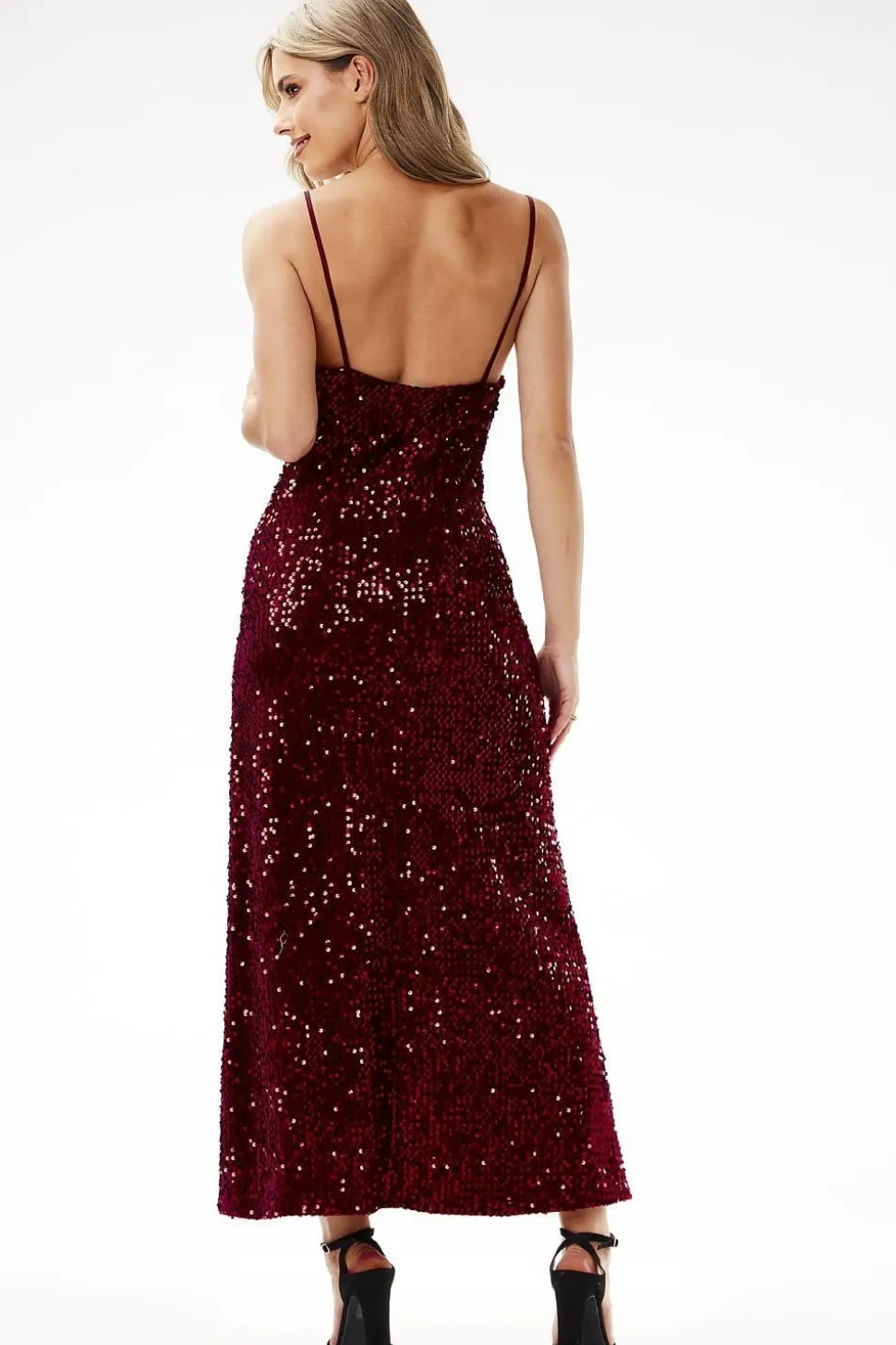 Robe de soirée paillette chic longue bretelles