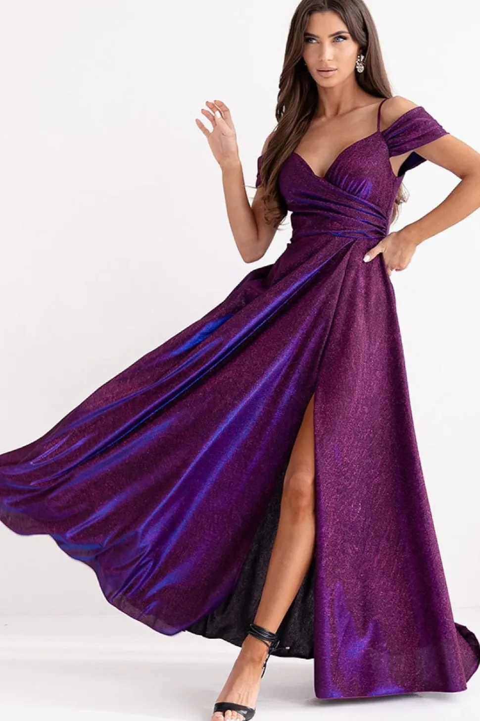 Robe de soirée paillette longue fendue