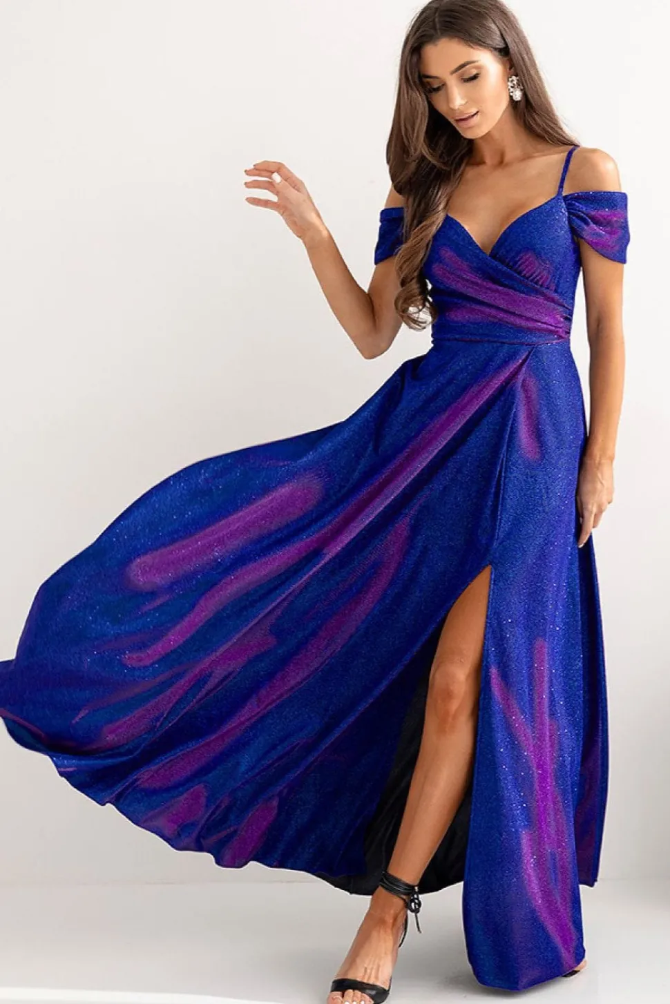 Robe de soirée paillette longue fendue