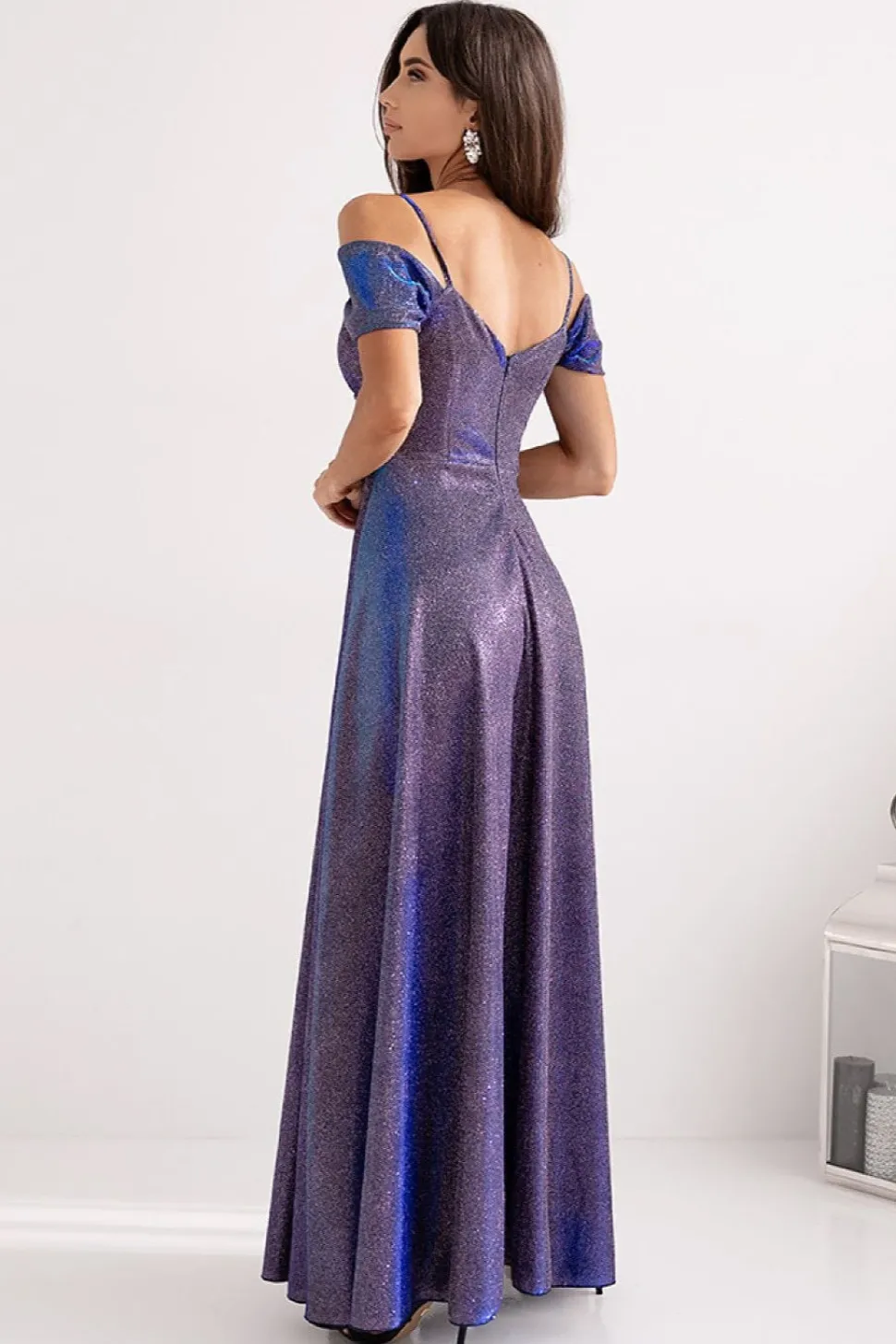 Robe de soirée paillette longue fendue