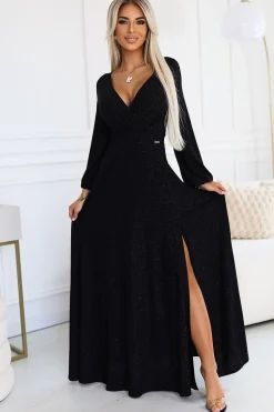 Robe de soirée paillette longue fendue