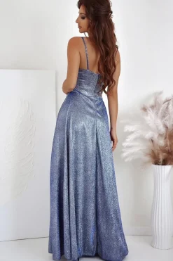 Robe de soirée paillettes longue fendue