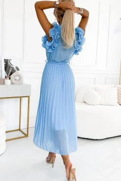 Robe de soirée plissée midi