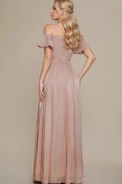 Robe de soirée rose poudré longue