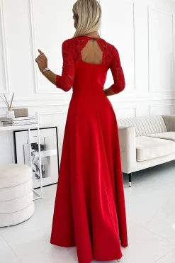 Robe de soirée rouge longue fendue