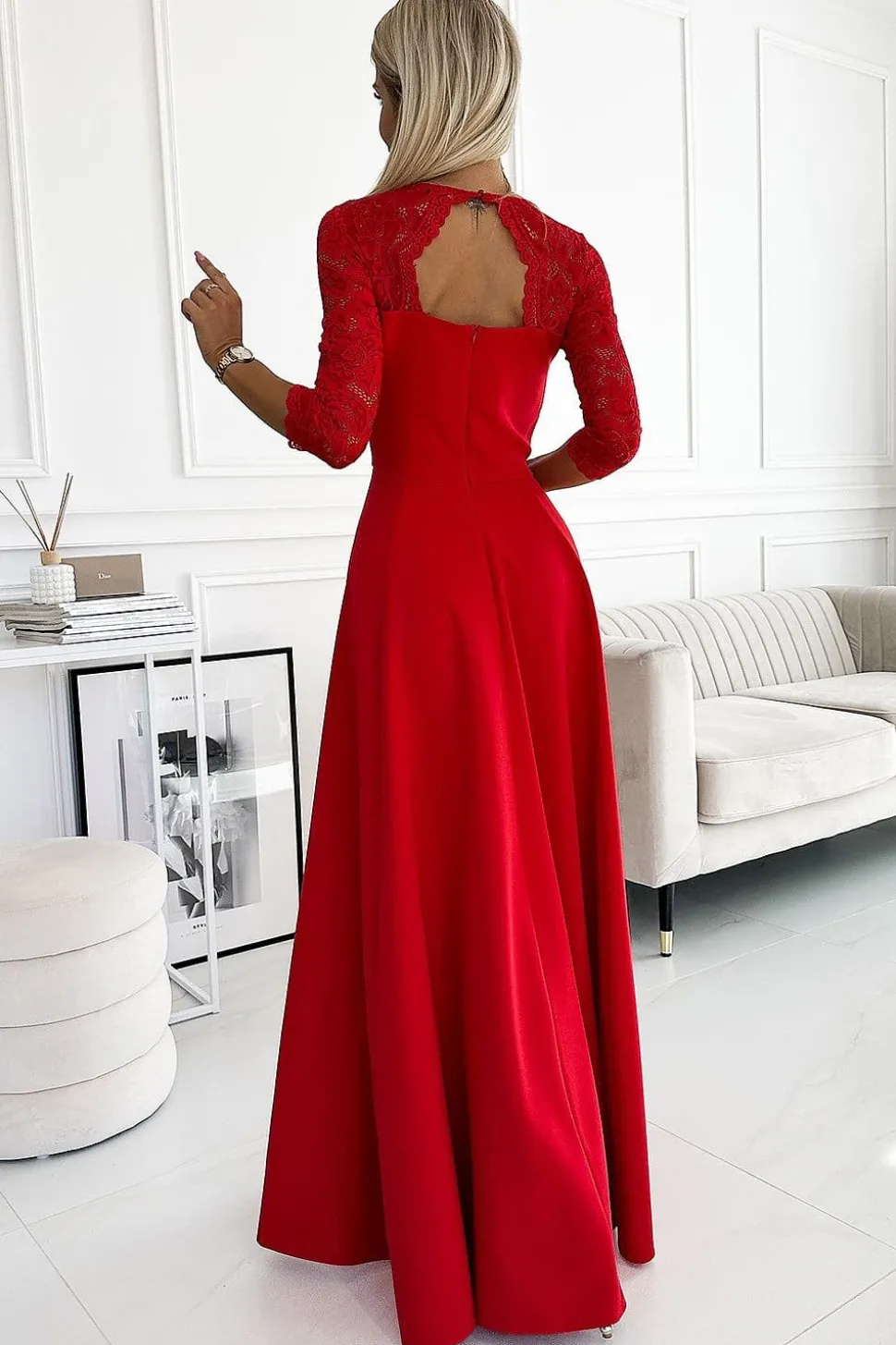 Robe de soirée rouge longue fendue