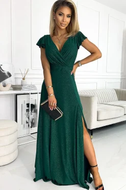 Robe de soirée sequin verte longue