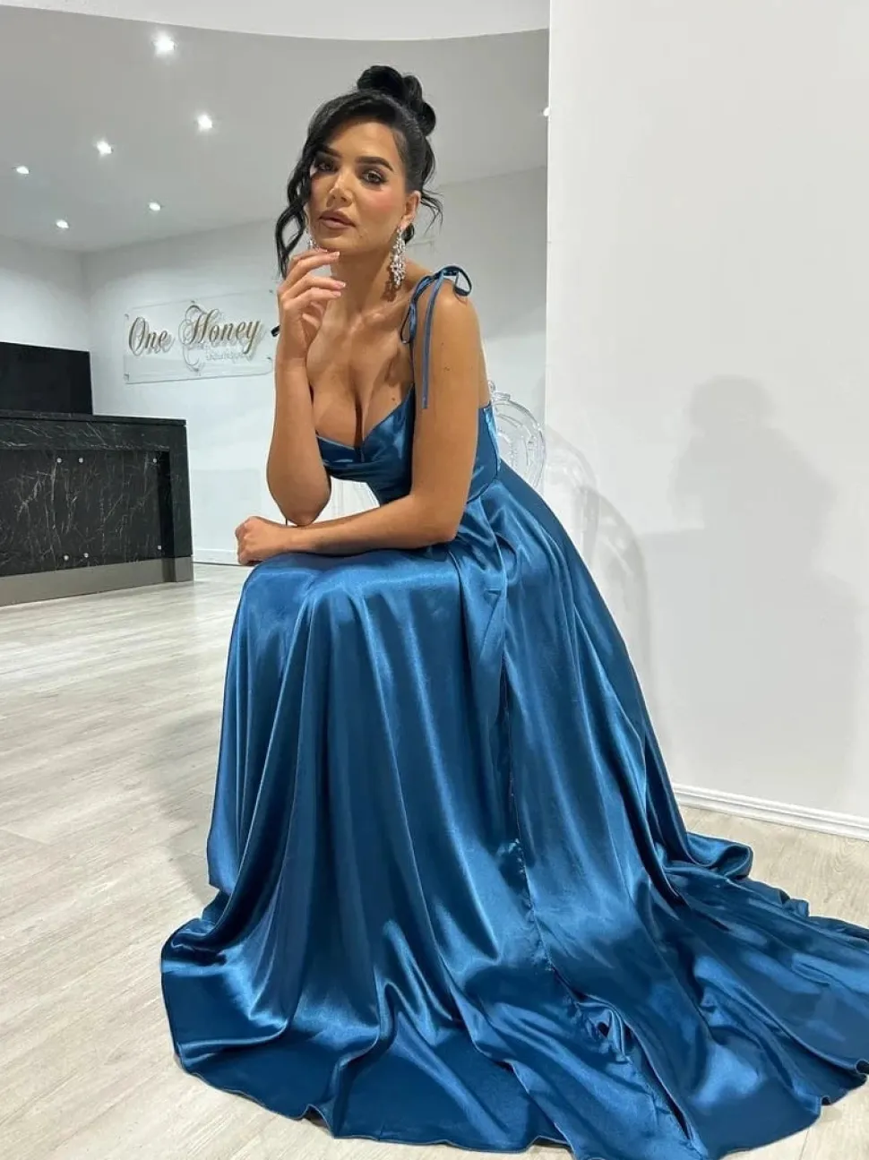 Robe de soirée sexy longue fendue satin