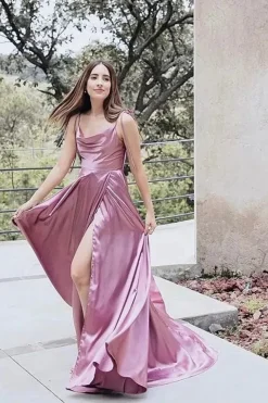 Robe de soirée sexy longue fendue satin