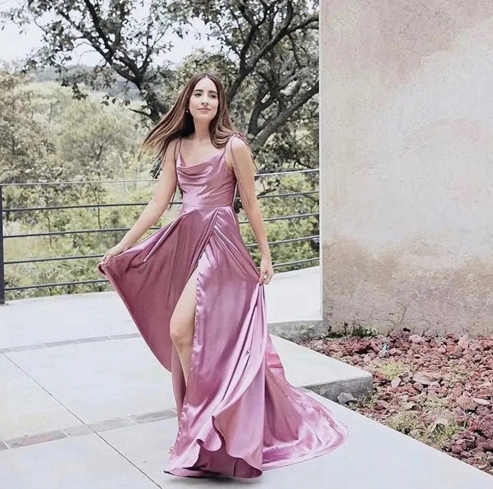 Robe de soirée sexy longue fendue satin