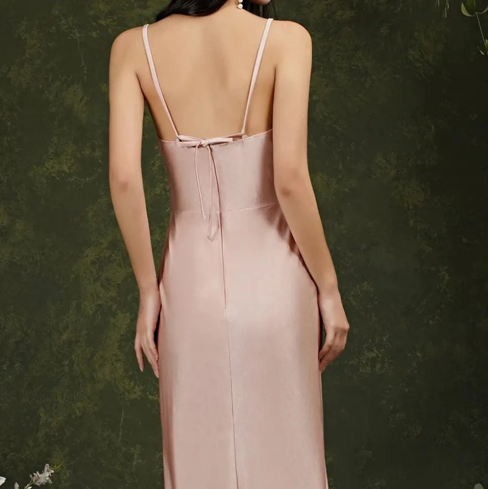 Robe de soirée sexy longue fendue beige