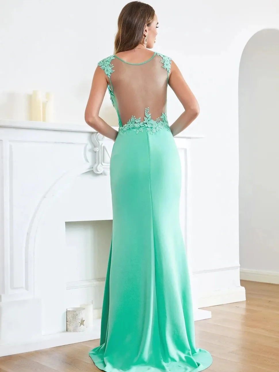 Robe de soirée sexy longue haut transparent