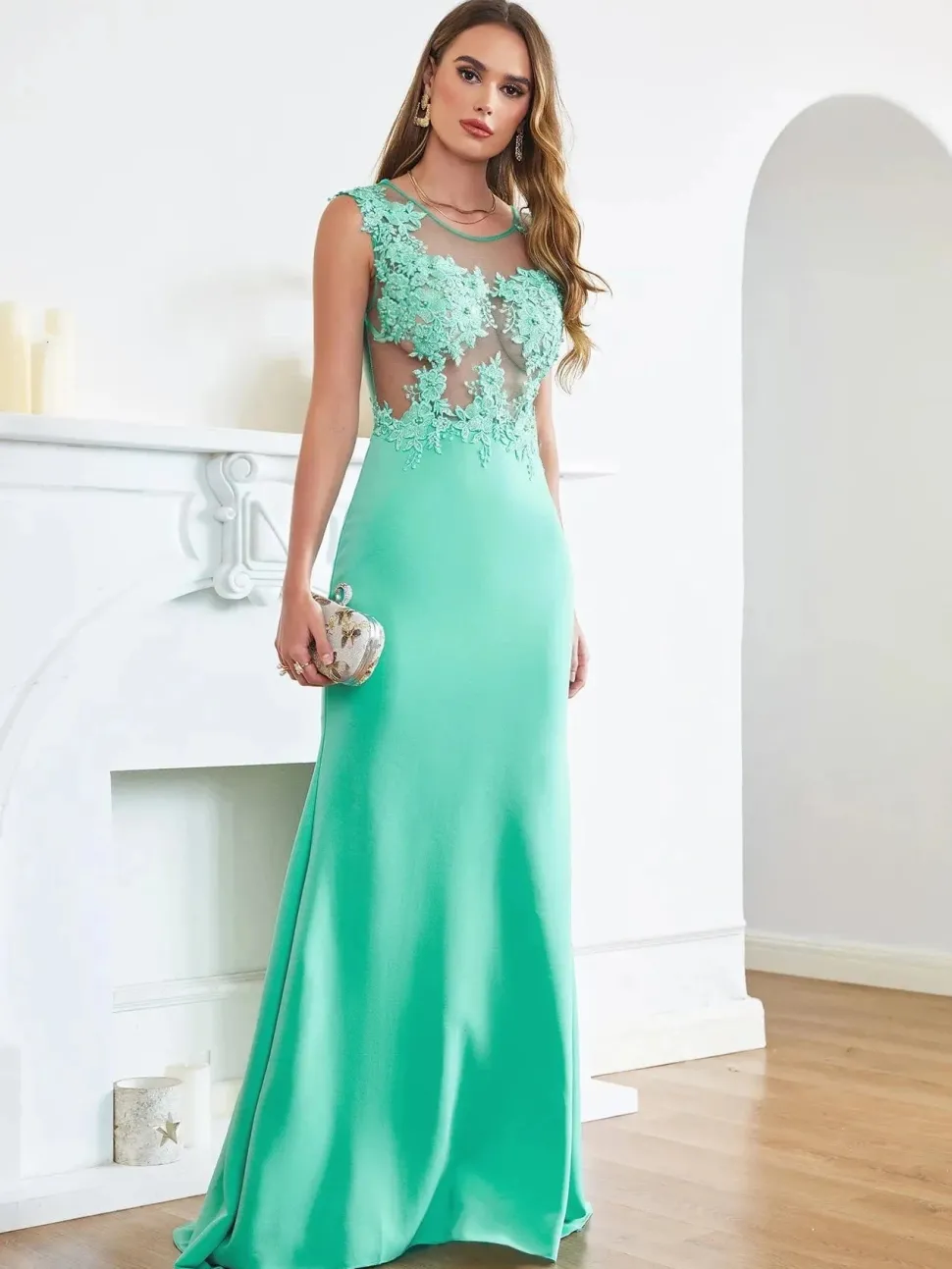 Robe de soirée sexy longue haut transparent
