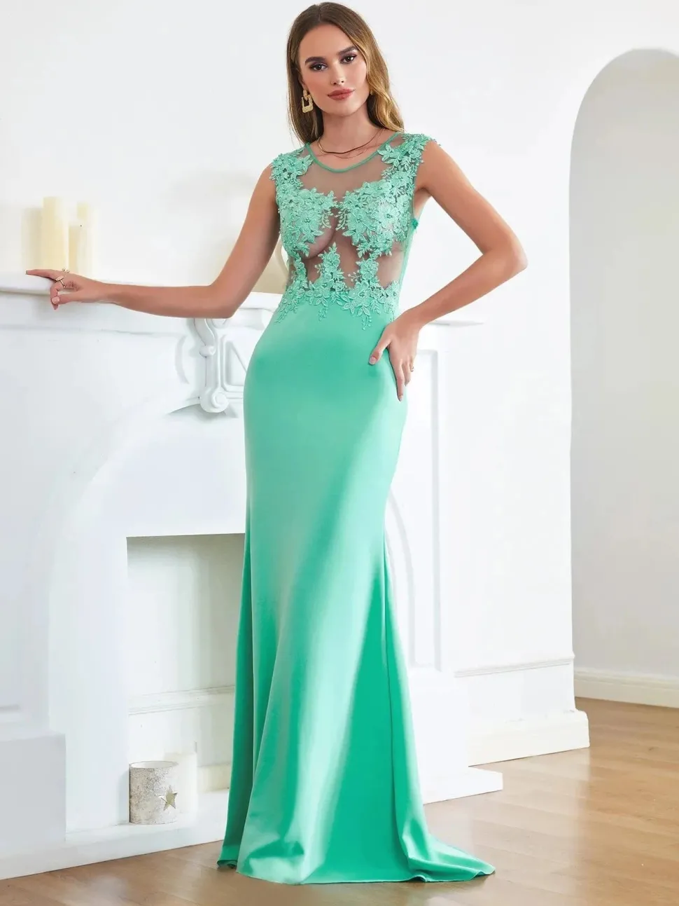 Robe de soirée sexy longue haut transparent