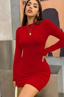 Robe de soirée sexy manche longue moulante