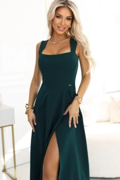 Robe de soirée vert bouteille longue élégante