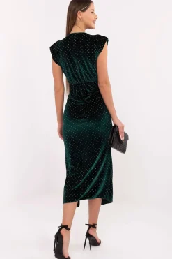 Robe de soirée verte fendue velours