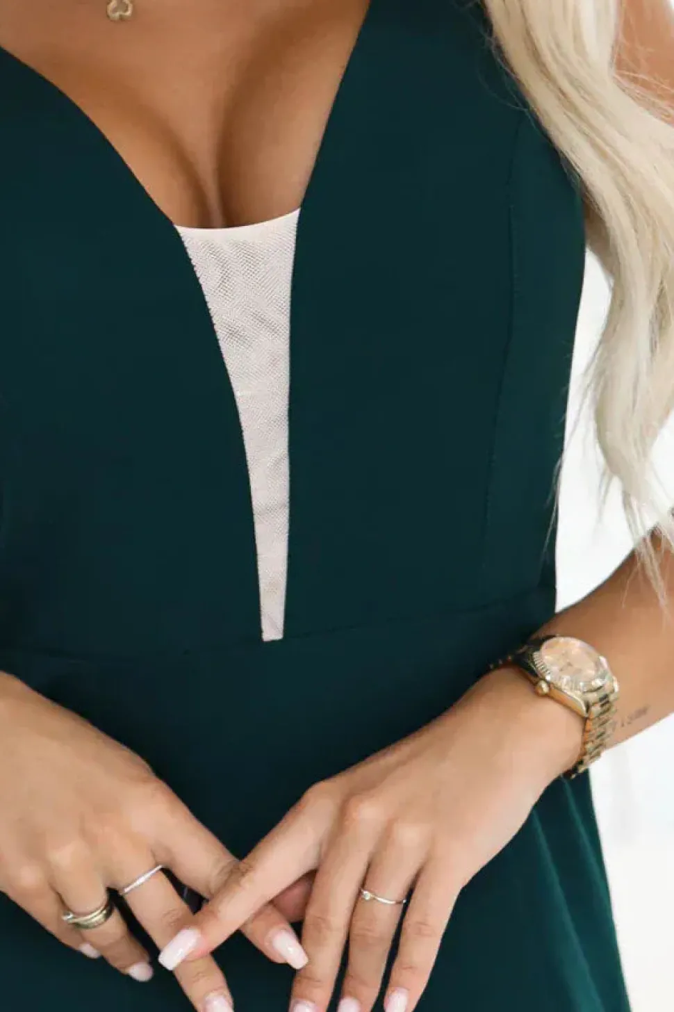 Robe de soirée verte longue fendue chic