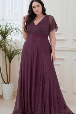 Robe de soirée violette scintillante grande taille