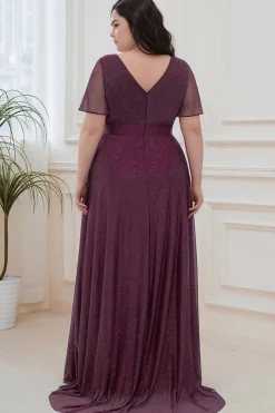 Robe de soirée violette scintillante grande taille