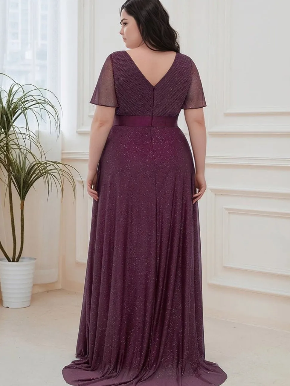Robe de soirée violette scintillante grande taille