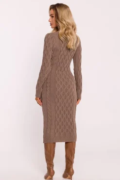 Robe d'hiver midi à motif tricoté géométrique