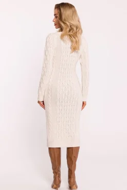 Robe d'hiver midi à motif tricoté géométrique