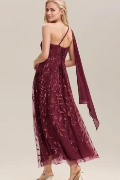 Robe d'invitée au mariage bordeaux une épaule